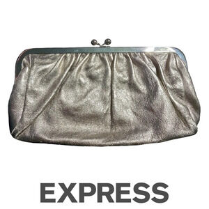 EXPRESS Vintage Genuine Leather Dusty Gold Evening Clutch Purse